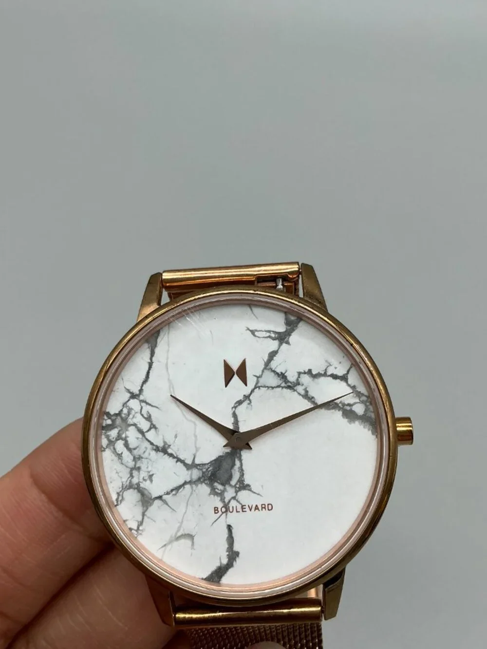 MVMT Boulevard Malibu Marble Women Watch 38mm Rose Gold Tone Mesh New Battery